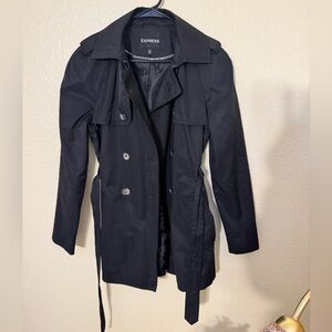 Woman’s double breasted tench style jacket, black, medium, Express